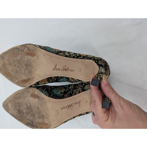 Sam Edelman Olette Black Floral Brocade Tapestry Ankle Boots 6 Art to Wear Boho - Picture 5 of 9